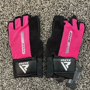Women’s Weightlifting Gloves - Pink and Black, Fingerless, Grip - Size Medium
